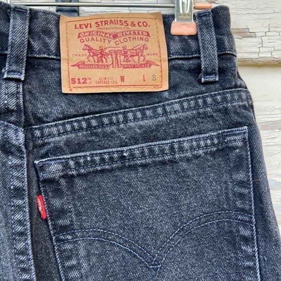 Vintage Levi's 512 Slim Fit Tapered Leg Black Cotton High Waist Mom Jeans H16 - Picture 9 of 12